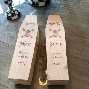 Wooden coffin box  poizin made by wine maker